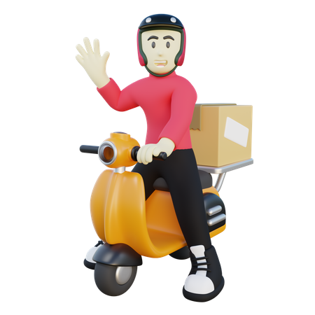 Deliveryman Waving Hand Pose  3D Illustration