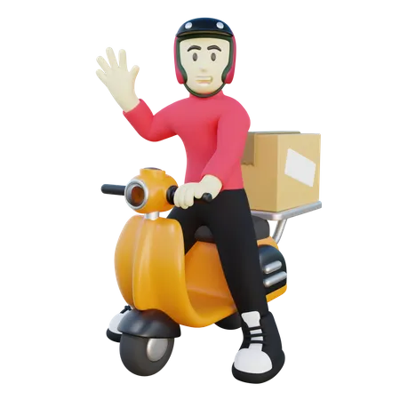 Male Delivery Courier Waving Hand Pose 3 D Illustration 3D Illustration