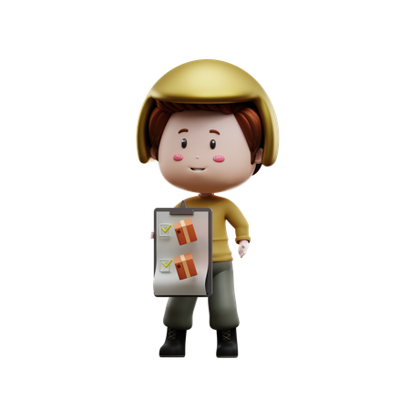 Deliveryman with a list of items  3D Illustration