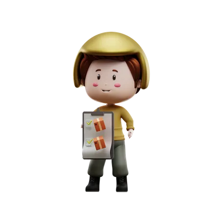 Deliveryman with a list of items  3D Illustration