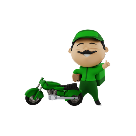 Deliveryman with bike 3D Illustration