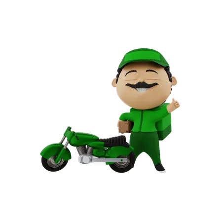 Deliveryman with bike  3D Illustration