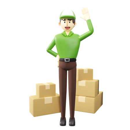 Deliveryman with boxes  3D Illustration