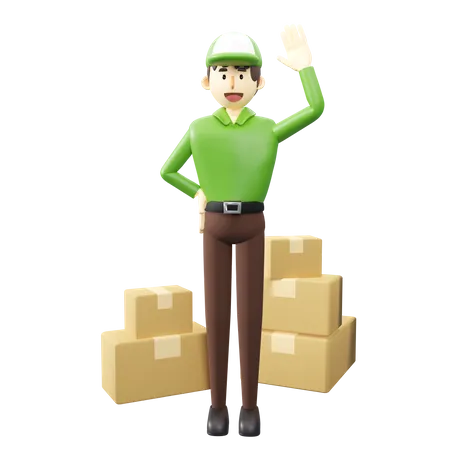 Deliveryman with boxes  3D Illustration