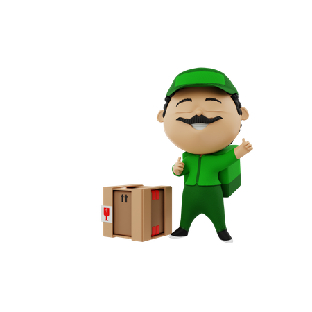 Deliveryman with Courier 3D Illustration