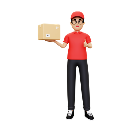 Deliveryman with courier showing thumbs up  3D Icon