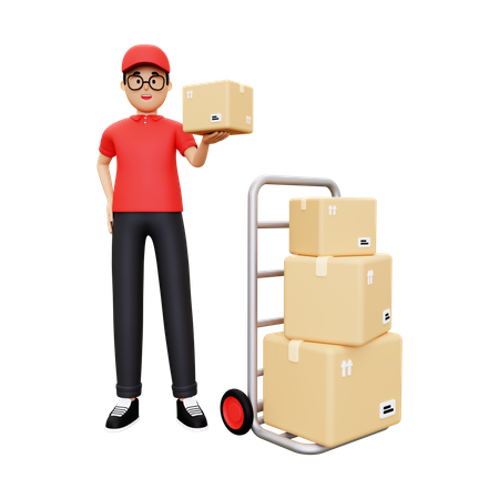 Deliveryman with delivery box  3D Icon