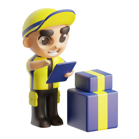 Deliveryman with delivery list  3D Icon