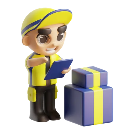 Deliveryman with delivery list  3D Icon