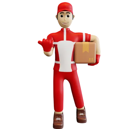 Deliveryman with delivery package 3D Illustration