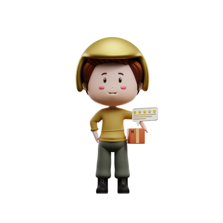 Deliveryman with five star reviews  3D Icon
