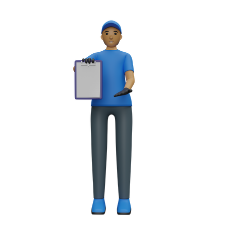 Deliveryman with list  3D Illustration
