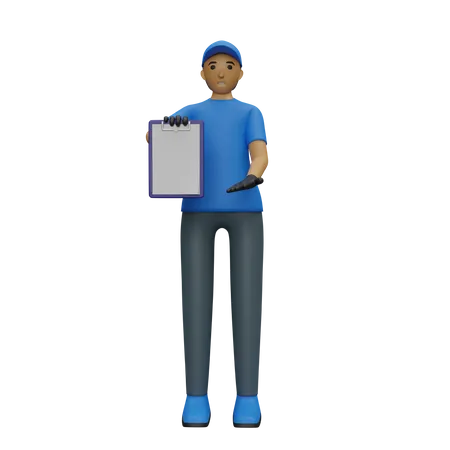Deliveryman with list  3D Illustration