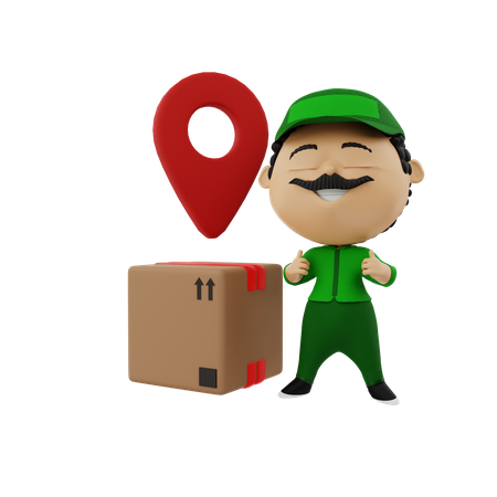 Deliveryman with Location pin  3D Illustration