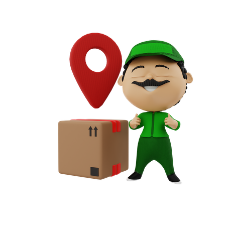 Deliveryman with Location pin 3D Illustration