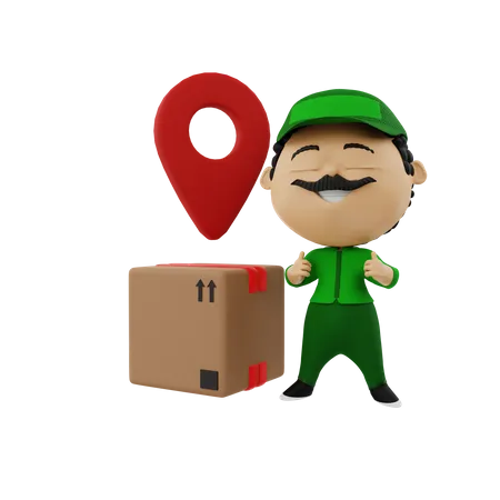 Deliveryman with Location pin 3D Illustration