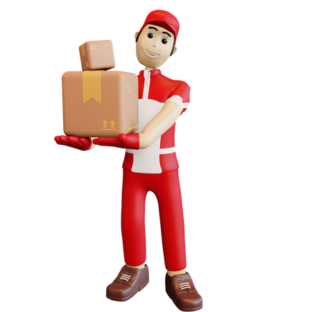 Deliveryman with package 3D Illustration