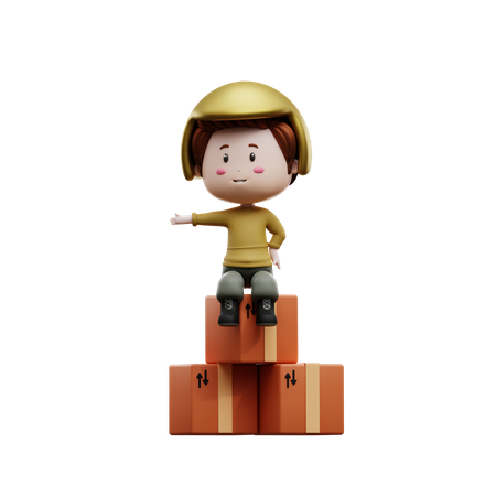 Deliveryman with package box  3D Illustration