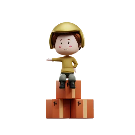Deliveryman with package box  3D Illustration
