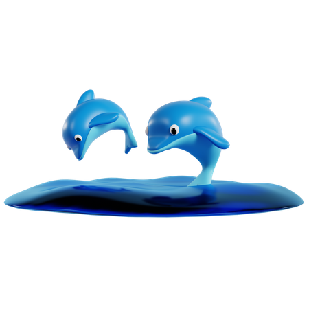 Delfin-Duo im Wasser  3D Icon