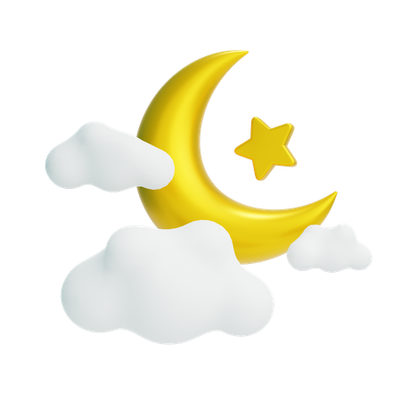 Demi-lune et étoile  3D Icon