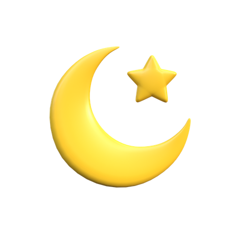 Demi-lune et étoile  3D Icon