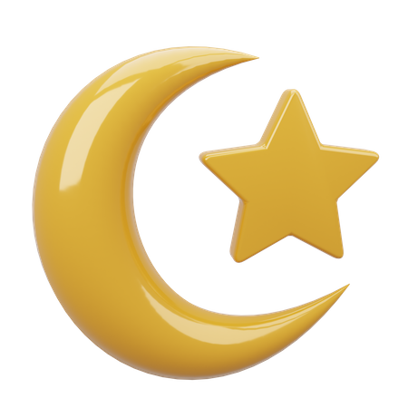 Demi-lune et étoile  3D Icon