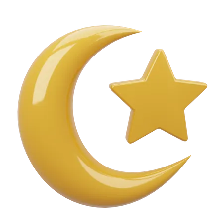 Demi-lune et étoile  3D Icon