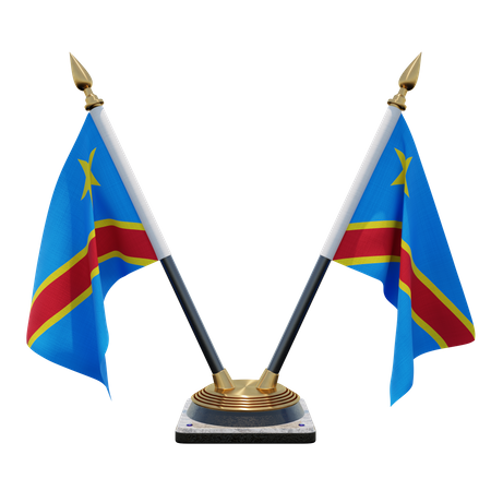Democratic Republic of Congo Double Desk Flag Stand  3D Illustration