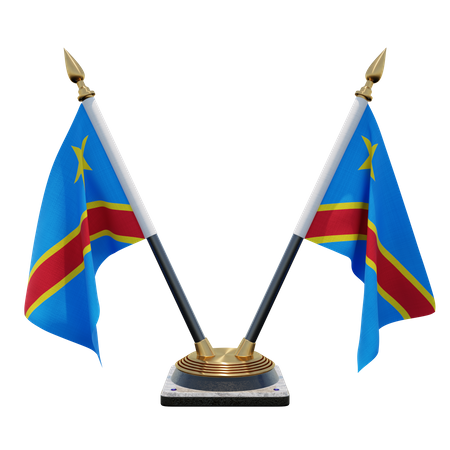 Doppelter Tischflaggenständer, Demokratische Republik Kongo  3D Flag