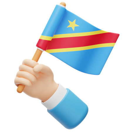 Demokratische Republik Kongo Flagge in der Hand  3D Icon