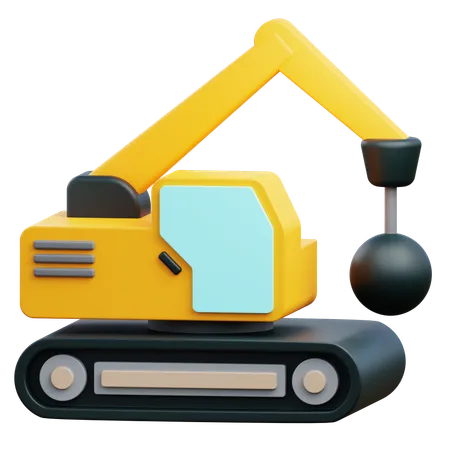 3 D Demolition Excavator With Transparent Background 3D Icon