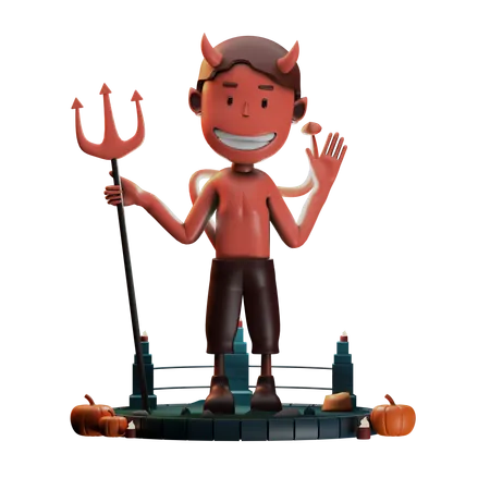 Demon Giving Standing Pose  3D Illustration