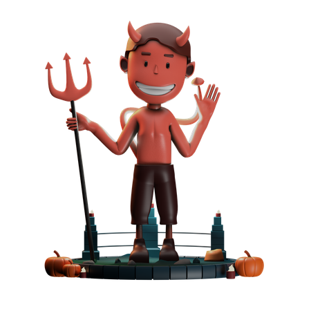 Demon Giving Standing Pose  3D Illustration