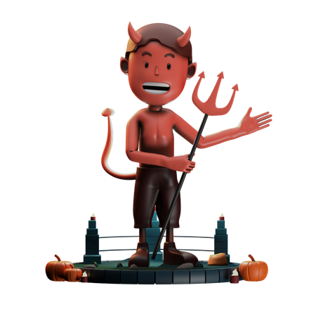 Demon Pointed To Left  3D Illustration