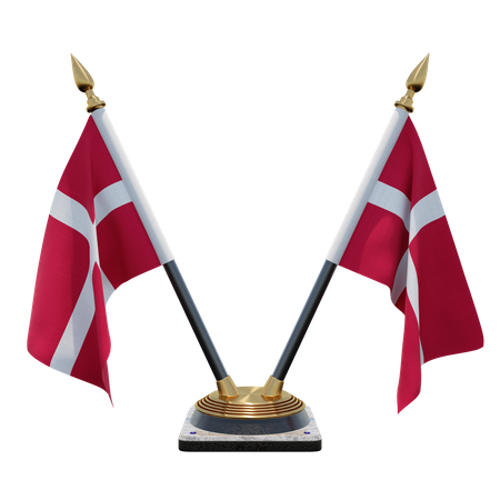 Denmark Double Desk Flag Stand  3D Flag