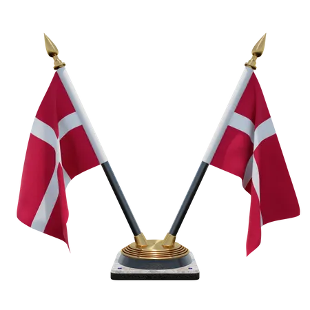 Denmark Double (V) Desk Flag Stand  3D Icon