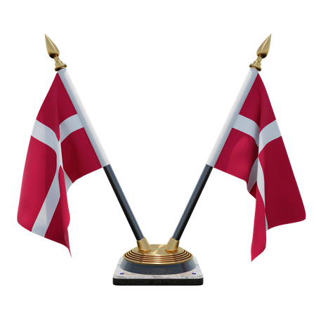 Denmark Double (V) Desk Flag Stand  3D Icon