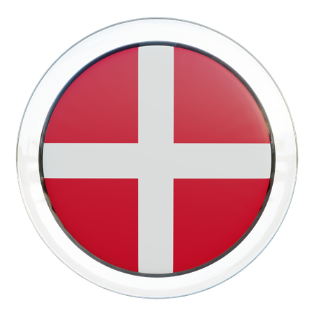 Denmark Flag Glass  3D Icon