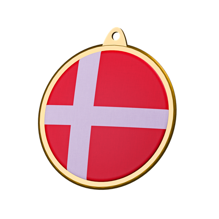 Denmark Flag Medal Badge  3D Icon