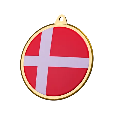 Denmark Flag Medal Badge  3D Icon