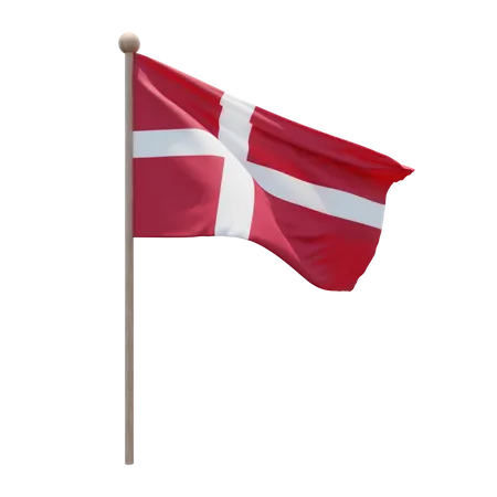 Denmark Flag Pole  3D Flag