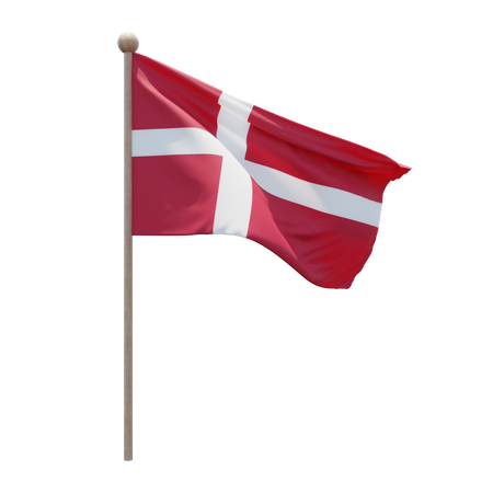Denmark Flag Pole  3D Illustration