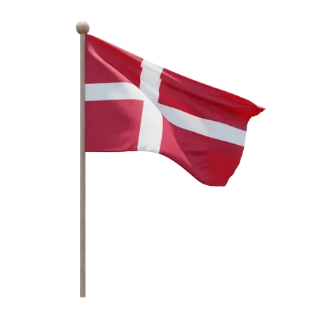 Denmark Flag Pole  3D Illustration