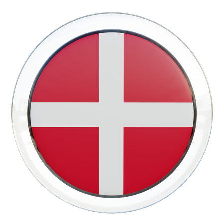 Denmark Round Flag  3D Icon