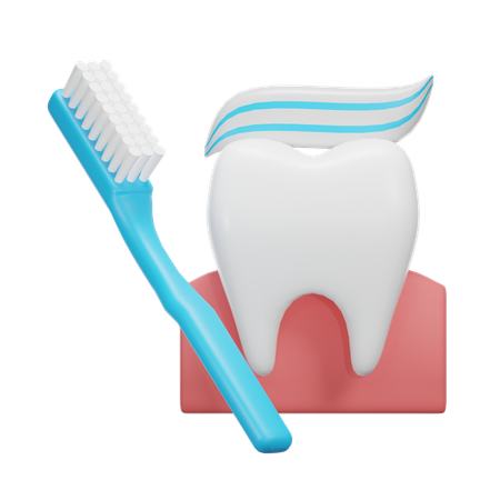 Dent avec brosse à dents  3D Icon