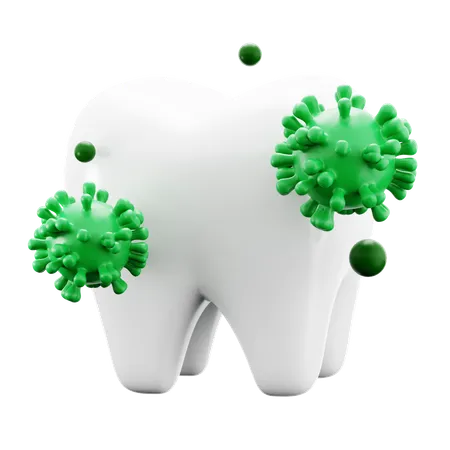 Tooth With Virus Bacteria For Dental Care Treatment Medical Hospital 3 D Icon Illustration Render Design 3D Icon