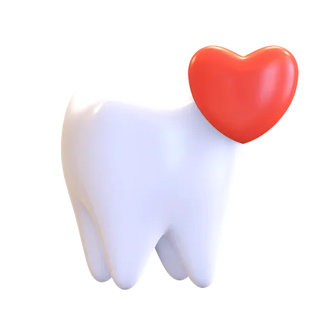 Tooth Love Icon Dentist Symbol 3 D Render Illustration 3D Illustration