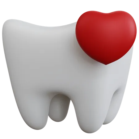 3 D Rendering White Tooth With Heart Isolated 3D Icon