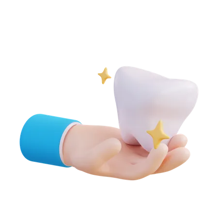 3 D Illustration Of Hand Holding Teeth 3D Icon